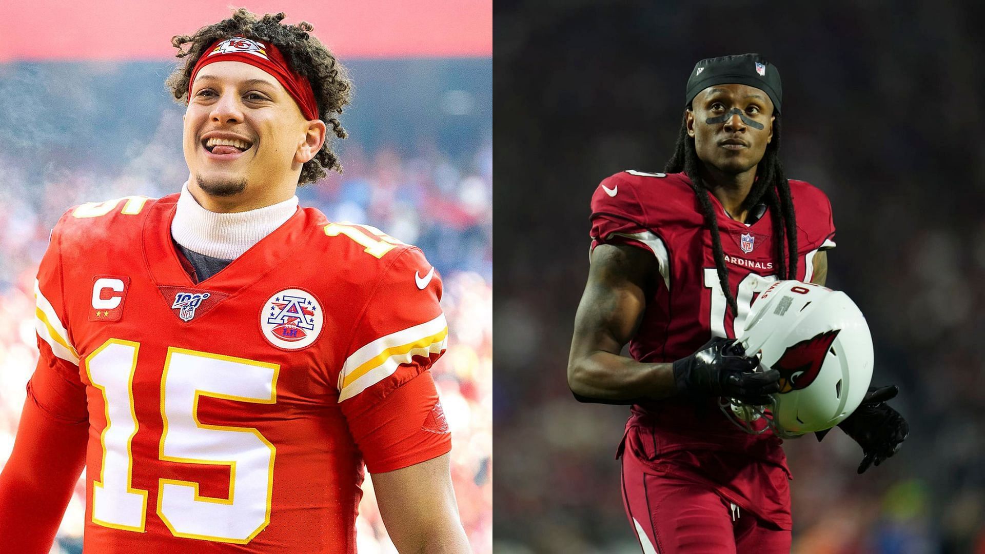 Could Chiefs QB Patrick Mahomes (l) have a new offensive target in WR DeAndre Hopkins (r)?