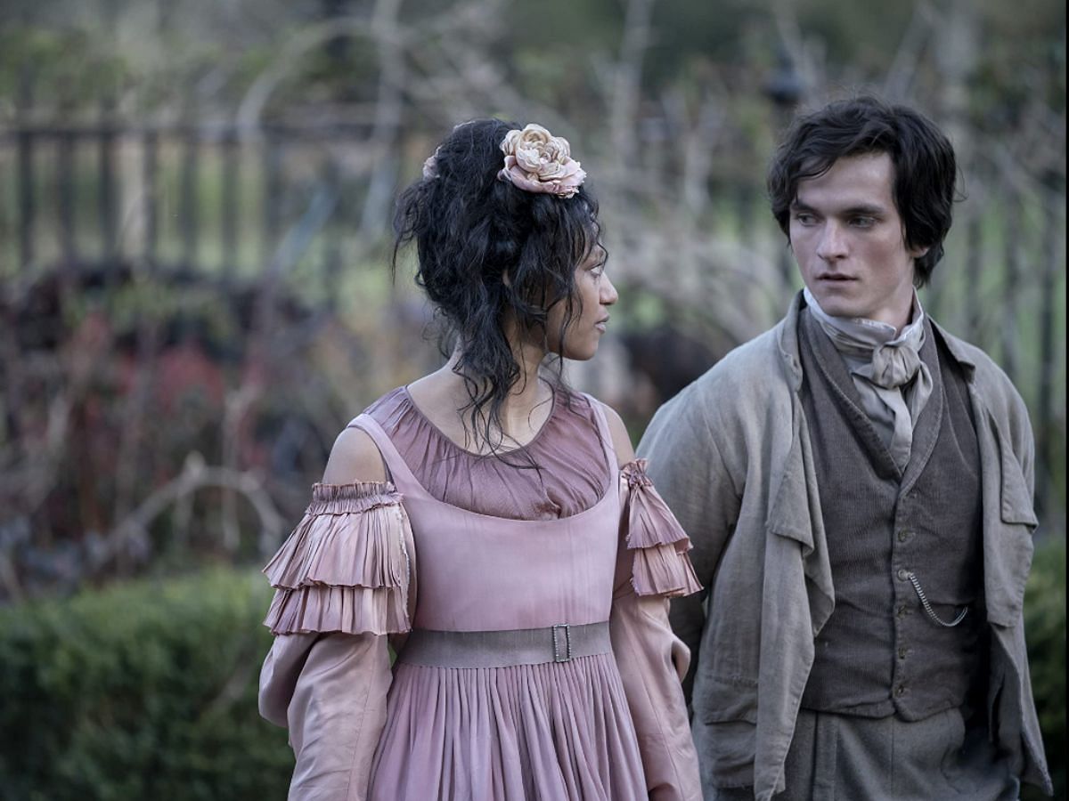 A still of Fionn Whitehead with co-star Shalom Brune-Franklin in Great Expectations (Image Via IMDb)