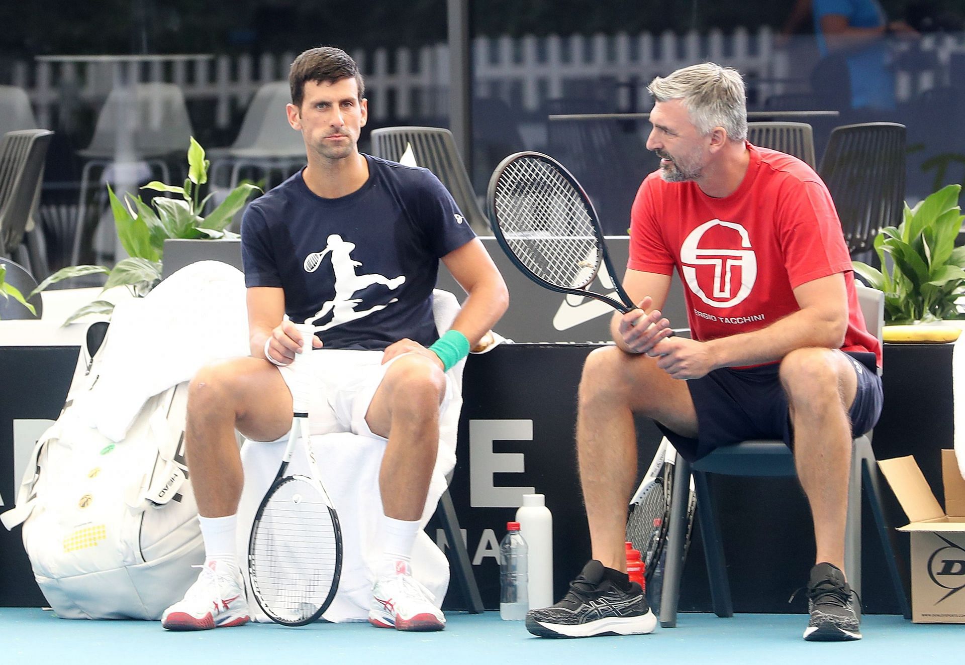 Novak Djokovic (L) and Goran Ivanisevic