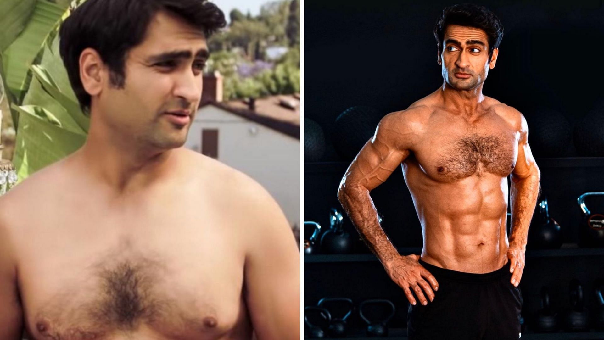 Kumail Nanjiani&#039;s transformation for his role as Kingo in Eternals (Image via Sportskeeda)