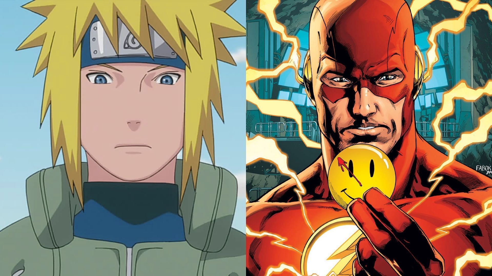 Minato as seen in the Naruto anime and the Flash from the comics (Images via DC Comics and Studio Pierrot)