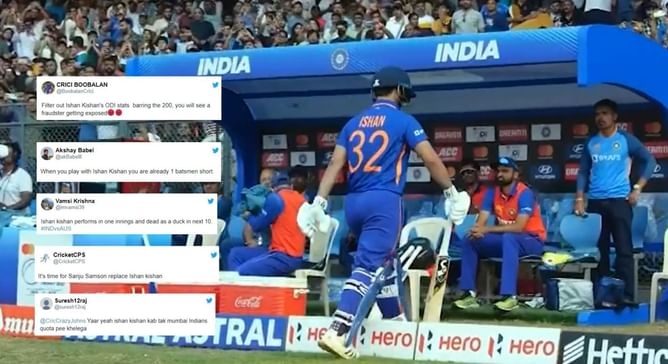 "Yaar yeah Ishan Kishan kab tak Mumbai Indians quota pee khelega?" - Fans erupt as opener departs cheaply in IND vs AUS 1st ODI