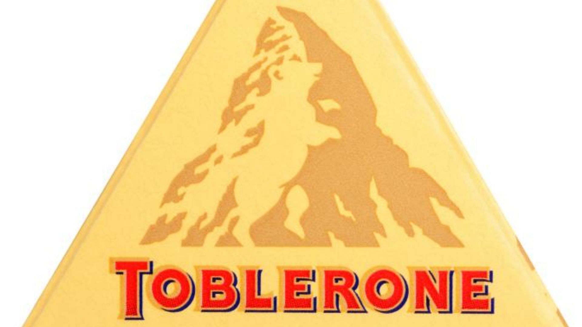 The Bernese Bear standing in front of Matterhorn&#039;s Silhoutte in the Toblerone logo (Image via Mondelez International)