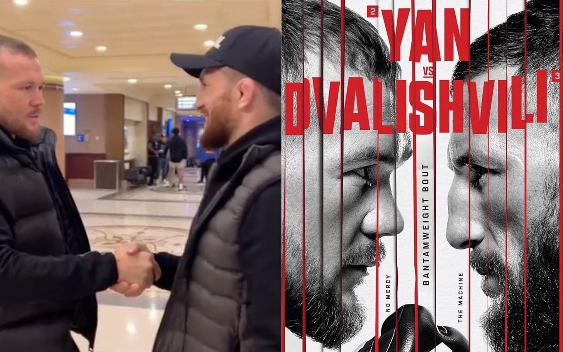 Petr Yan and Merab Dvalishvili run-in [Left] Yan vs. Dvalishvili [Right] [Images courtesy: @merab.dvalishvili (Instagram)]