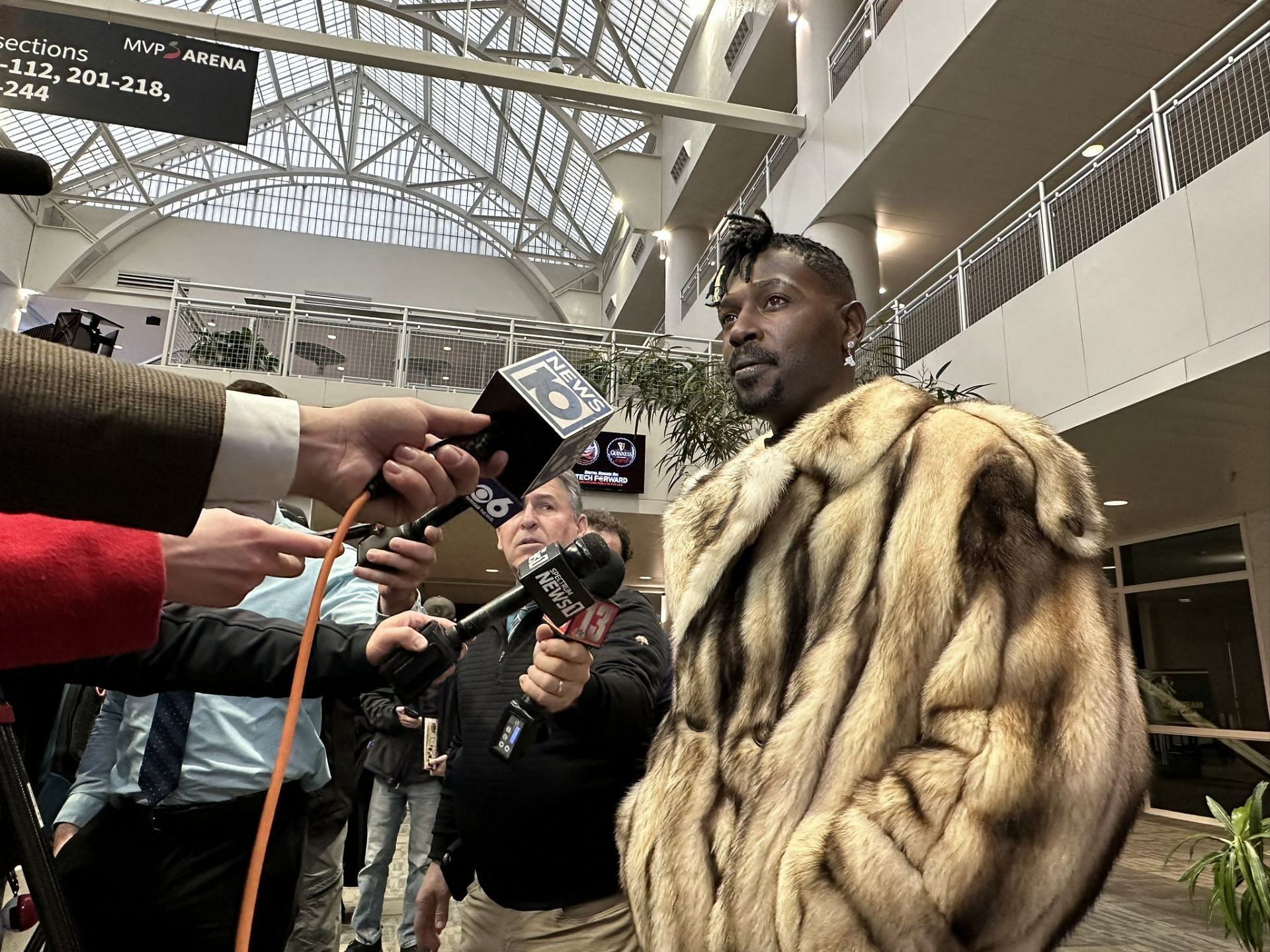 Brown talking to the media. Photo via Albany Empire/Twitter.