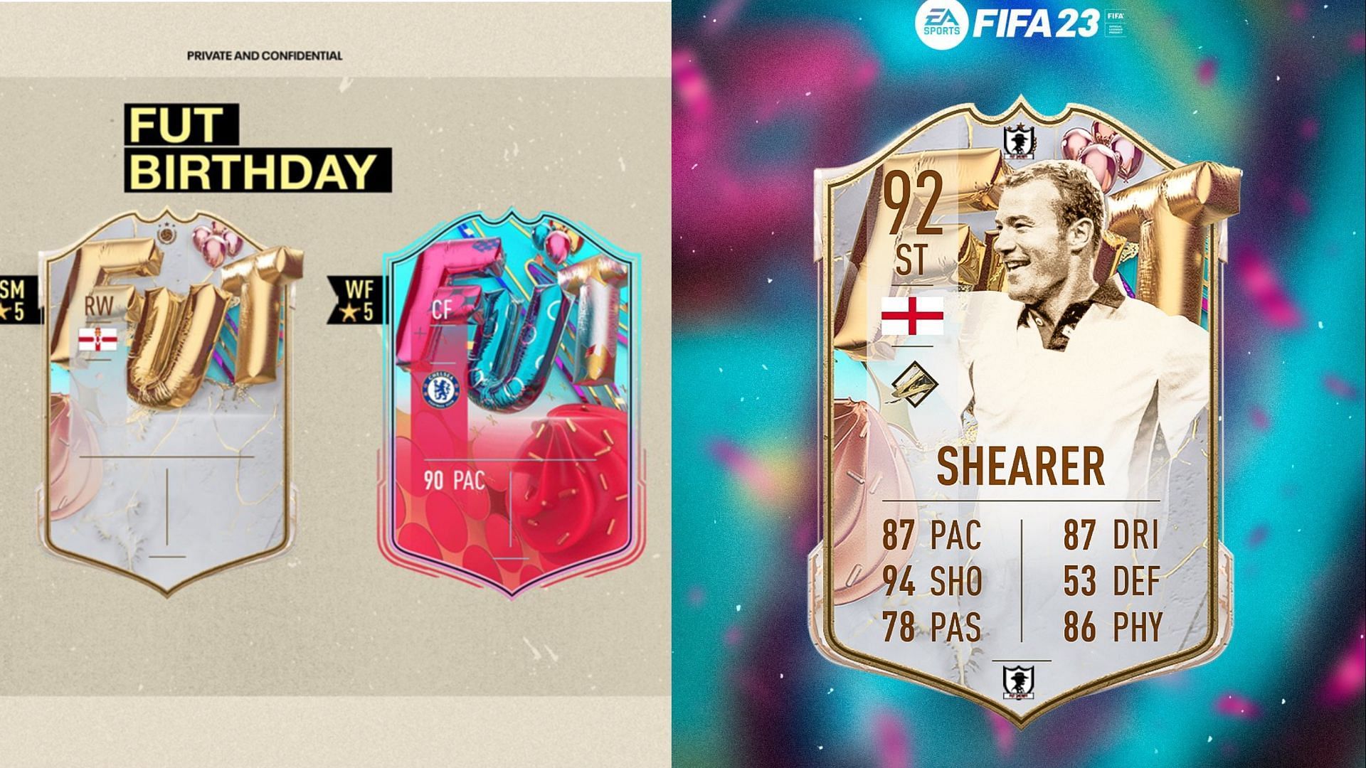 FIFA 23 players might require a lot of fodder to complete the rumored Alan Shearer FUT Birthday Icon SBC (Images via EA Sports, Twitter/FUT Sheriff)