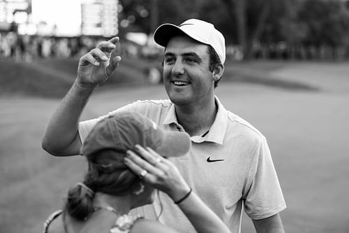 Scottie Scheffler celebrates his Players Championship win with his wife