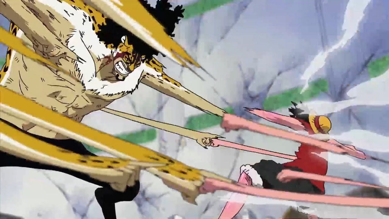 Luffy vs. Rob Lucci (Image via Toei animation)