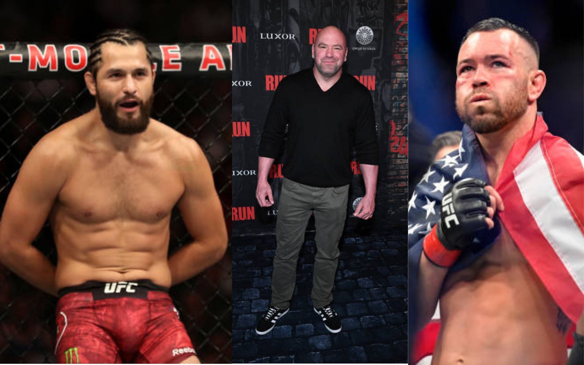From left to right: Jorge Masvidal, Dana White, and Colby Covington