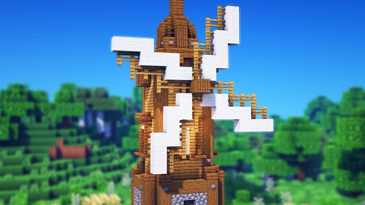 Windmills make for astounding builds in Minecraft (Image via Youtube/ImRandom)