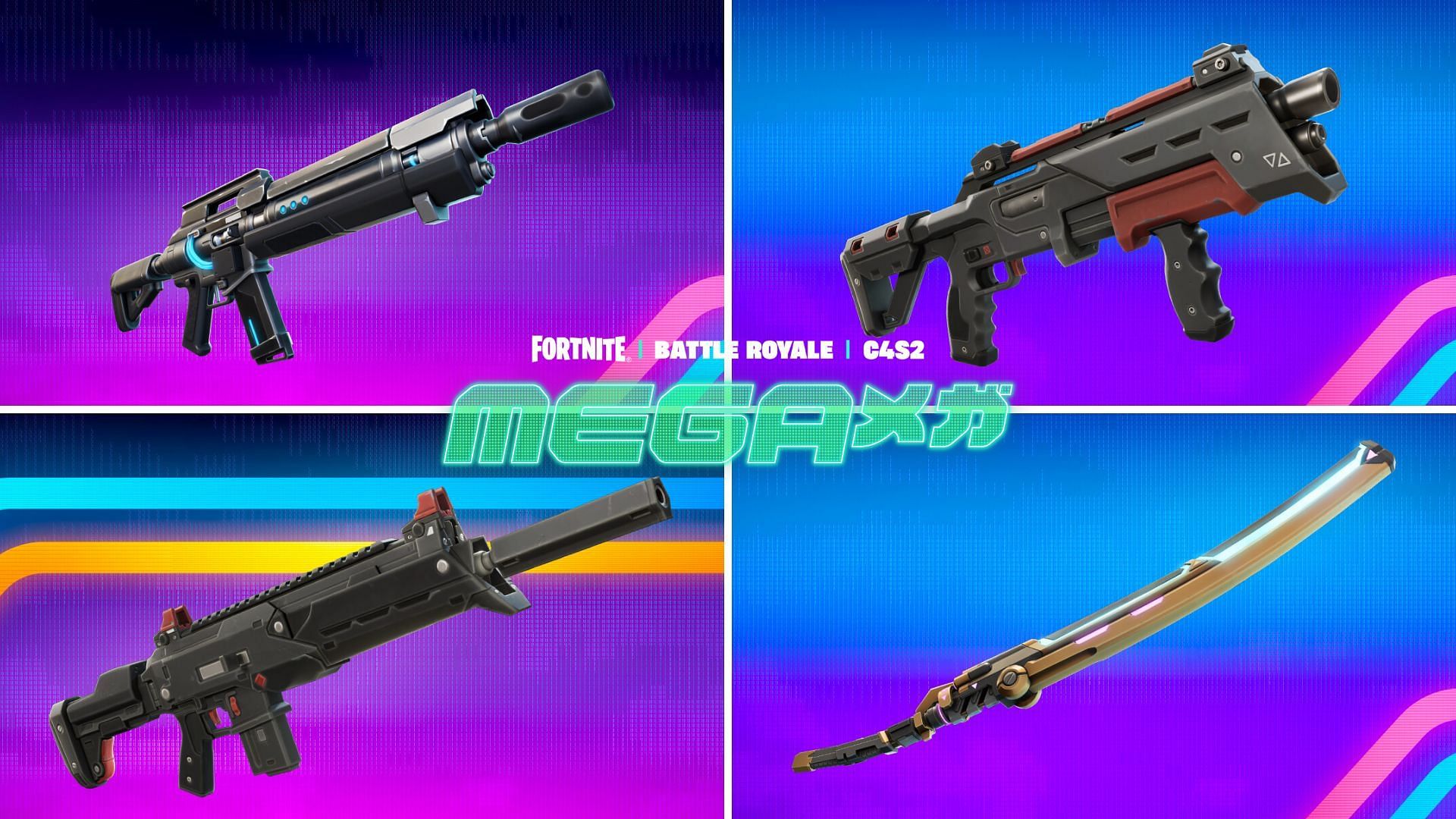 Latest weapons added to Fortnite in Chapter 4 Season 2. (Image via Sportskeeda)