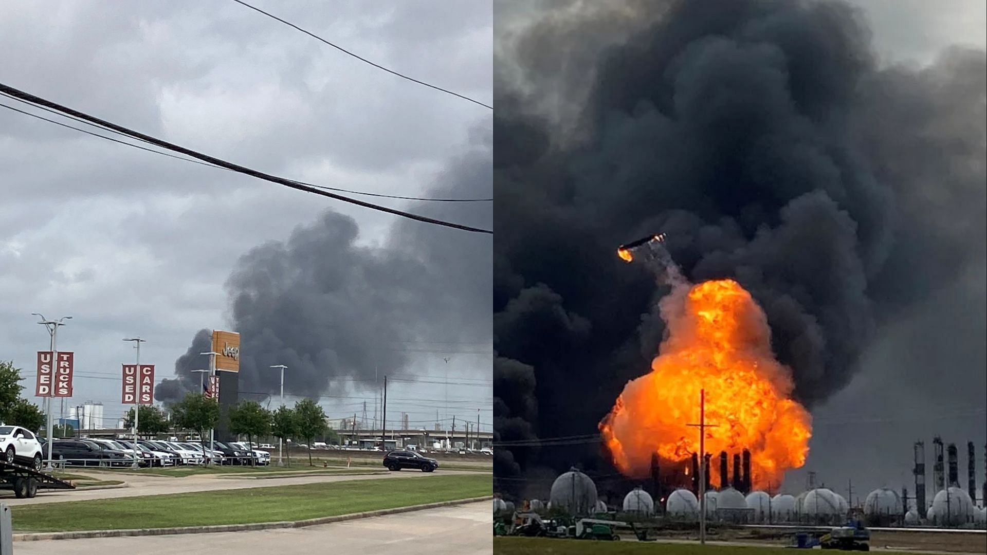 A chemical explosion occurred at a facility in Pasadena, Texas on Wednesday. (Image via Twitter/@Munxoner, Reuters)
