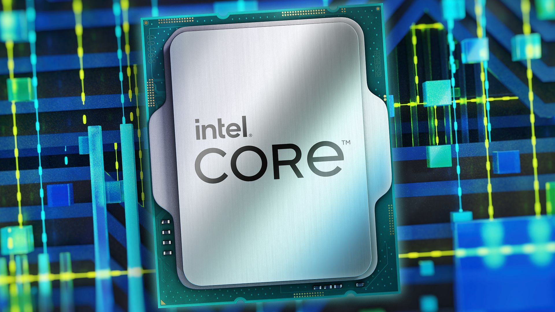 Intel Core logo on blue background