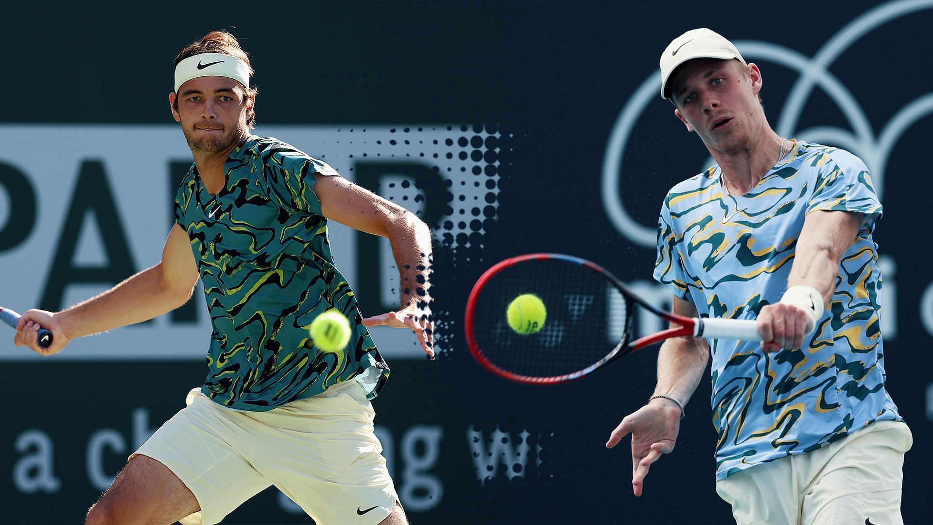 Taylor Fritz (L) and Denis Shapovalov.