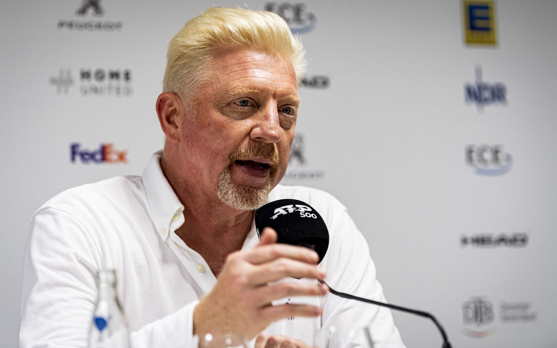 Boris Becker pictured at a press conference during the Hamburg Open 2019.