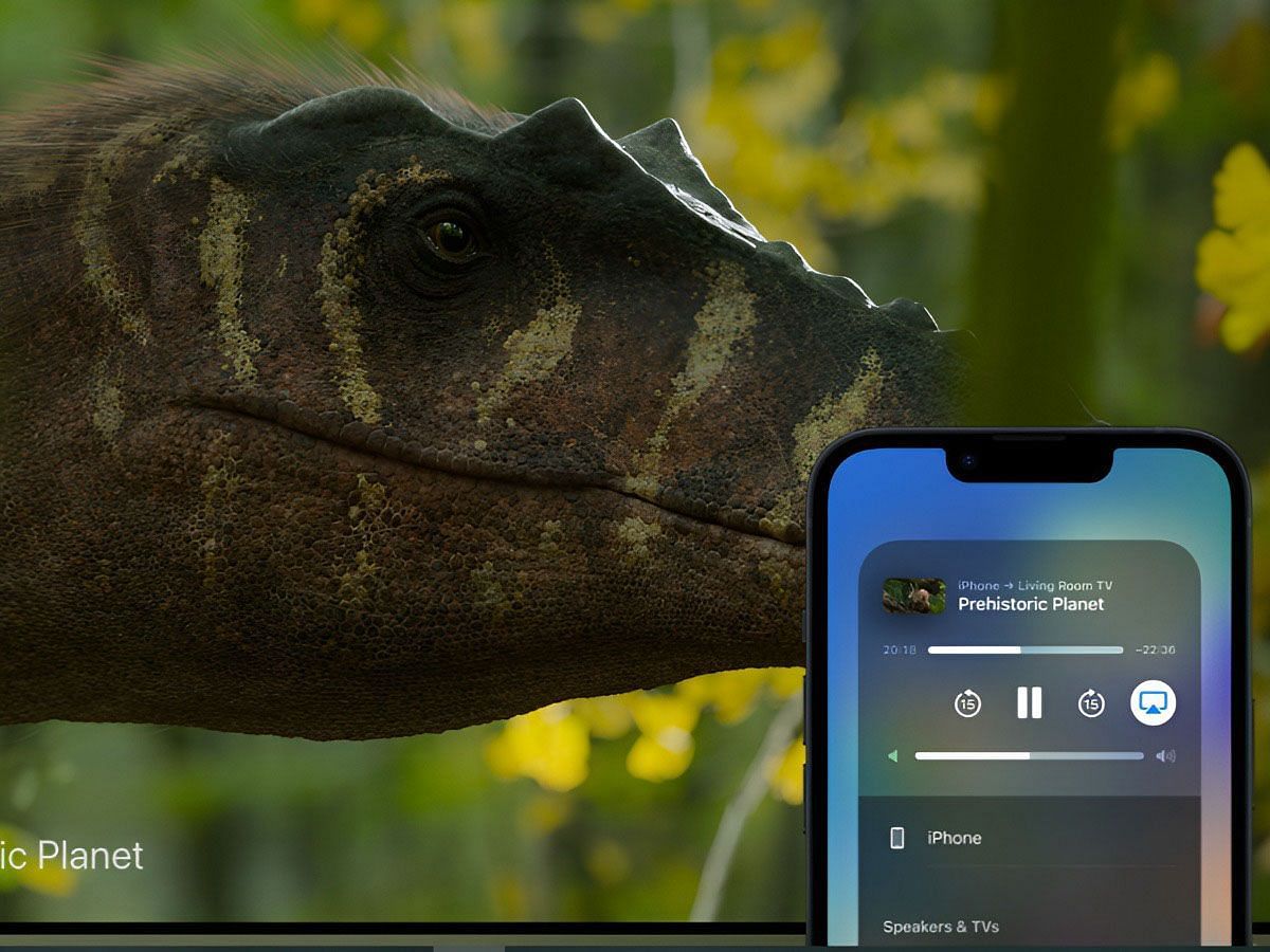 iPhone with Apple AirPlay 2 streaming video to Apple TV (Image via Apple)