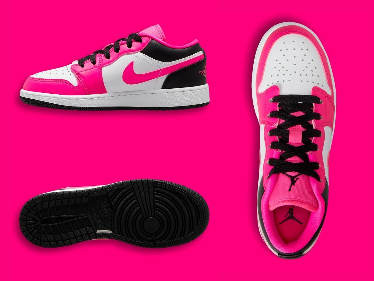 The upcoming Nike Air Jordan 1 Low &quot;Fierce Pink&quot; sneakers feature shades of pink, black, and white (Image via Sportskeeda)