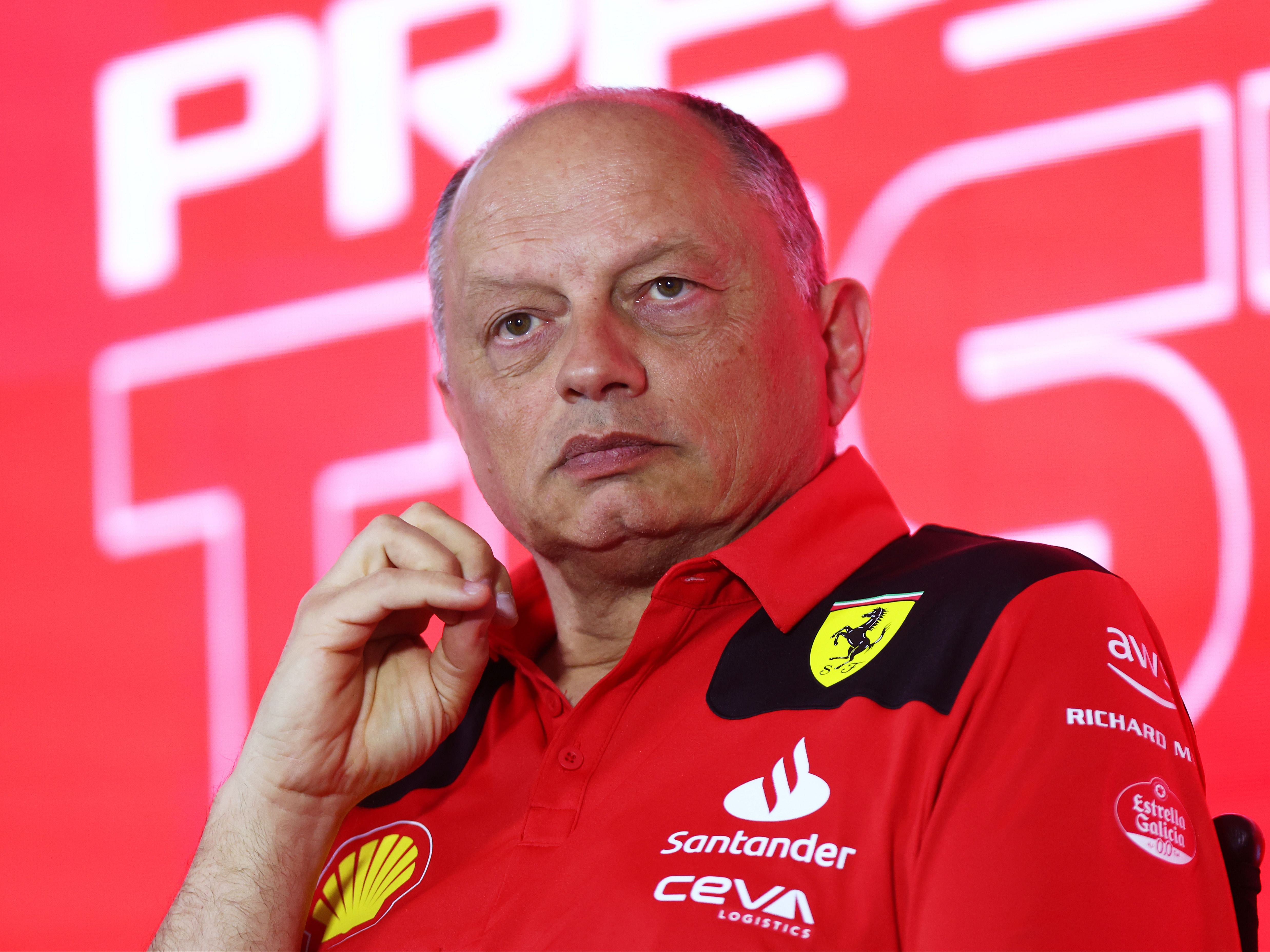 Frederic Vasseur looks on in the Team Principals Press Conference during day one of 2023 F1 Testing at Bahrain International Circuit (Photo by Dan Istitene/Getty Images)