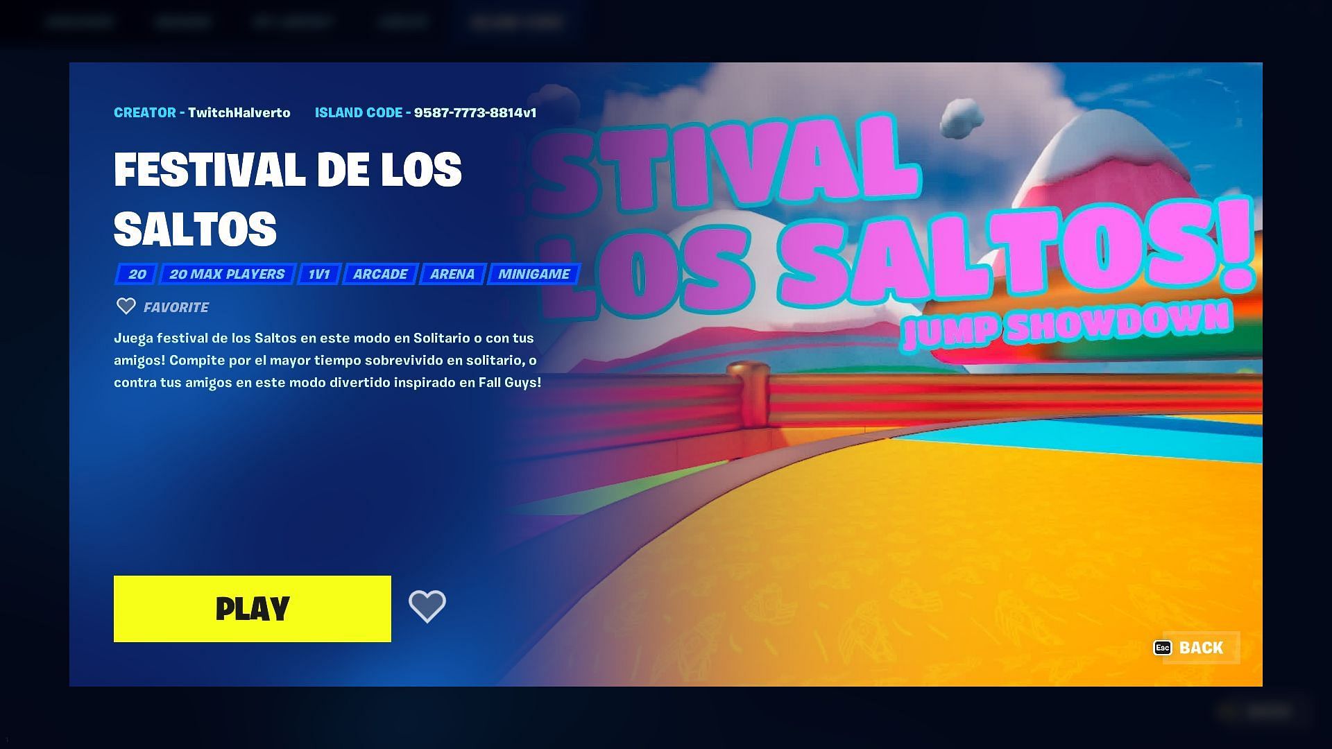 Enter the map code to access &#039;Festival De Los Saltos&#039; (Image via Epic Games)