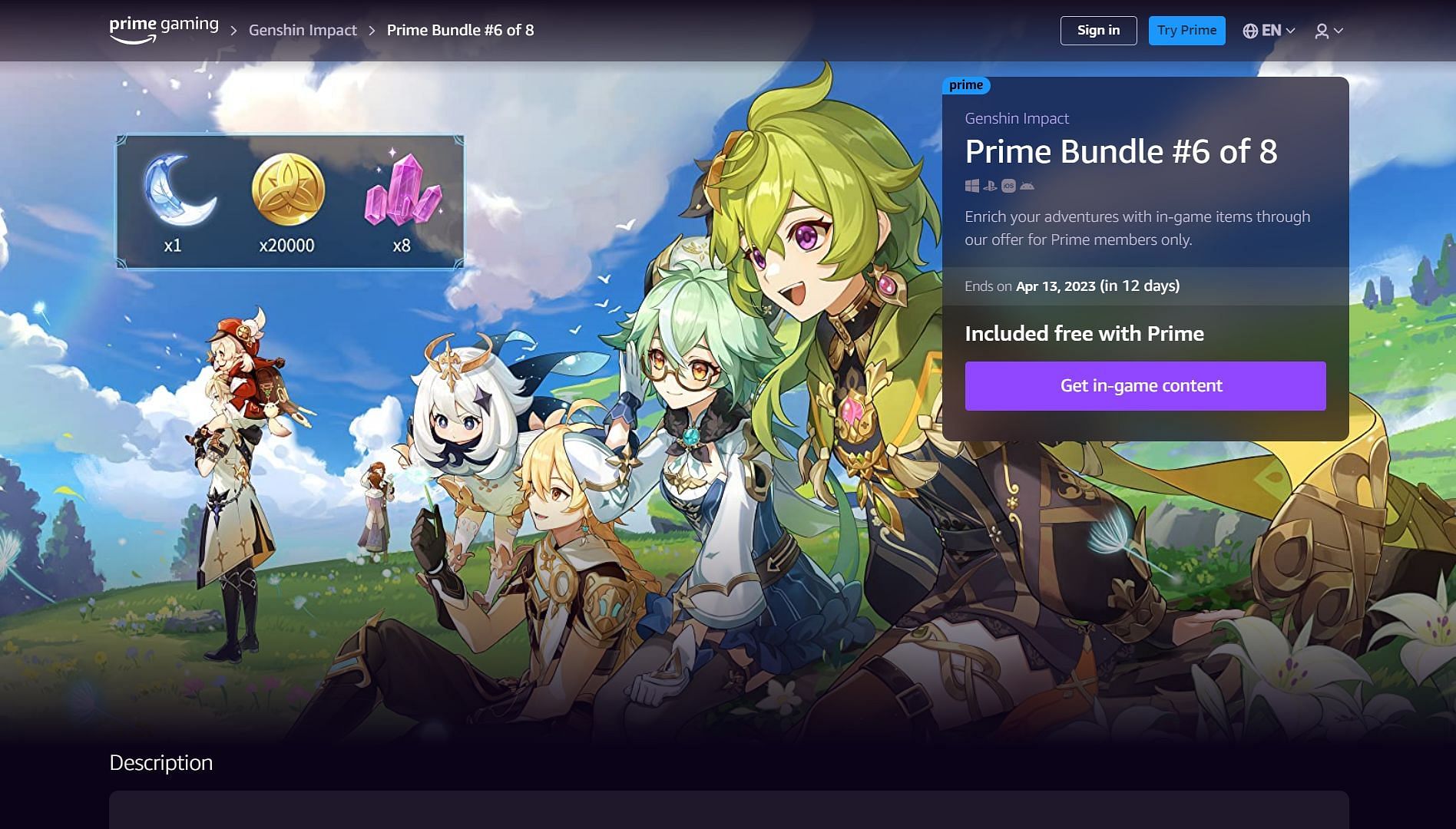 Prime Gaming bundle rewards (Image via Amazon Prime Gaming)