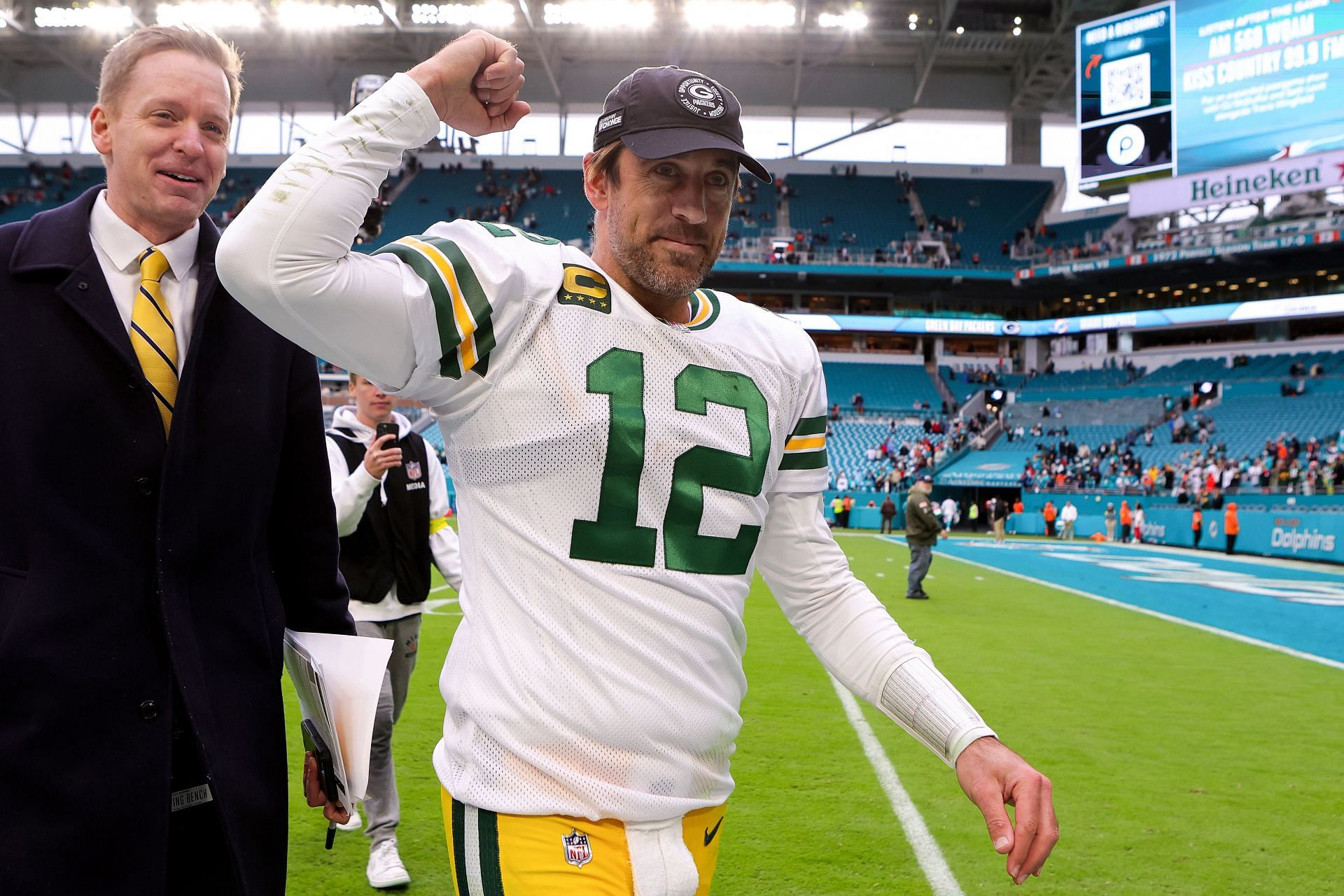Aaron Rodgers at Green Bay Packers v Miami Dolphins