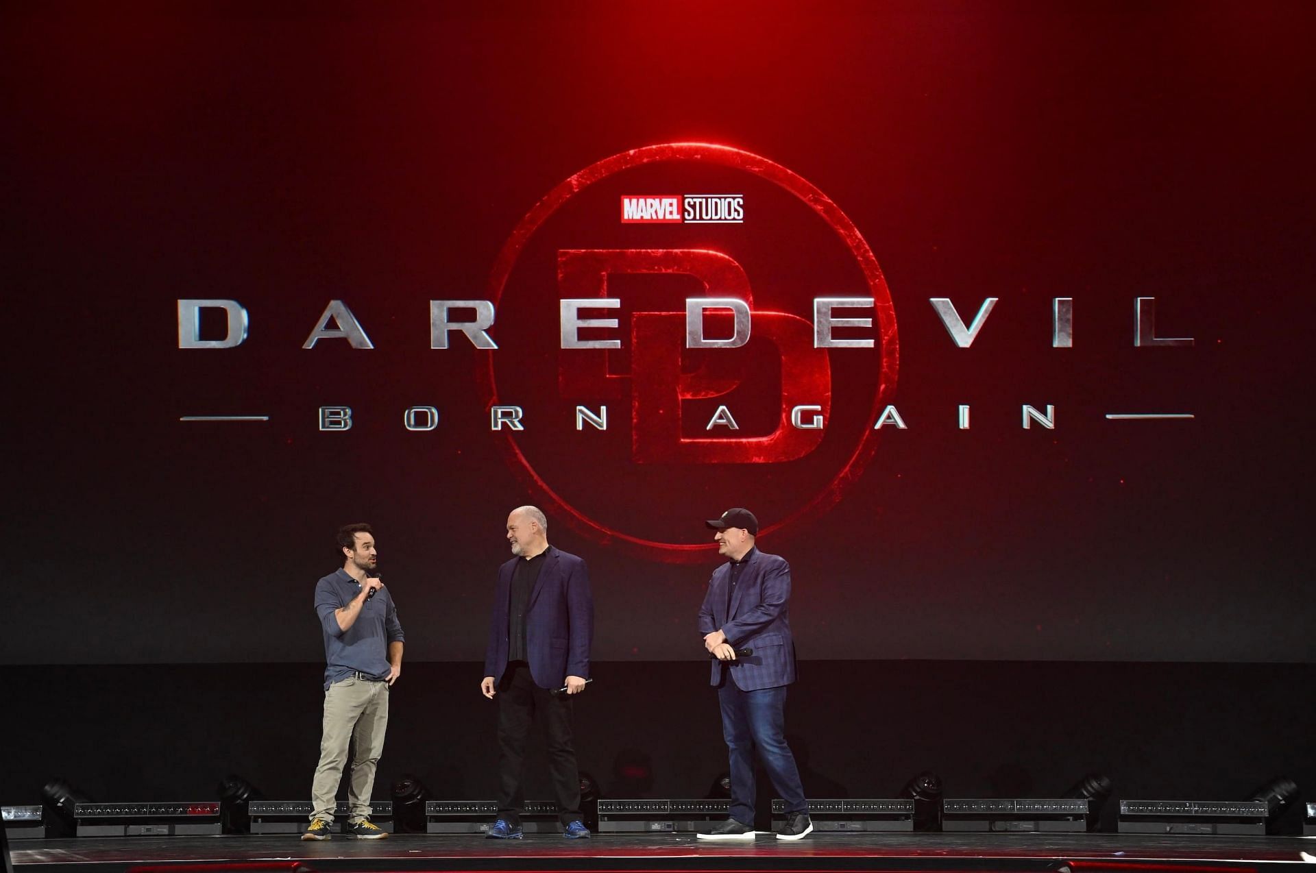 Charlie Cox, Vincent D&rsquo;Onofrio, and Kevin Feige (Image via Marvel)