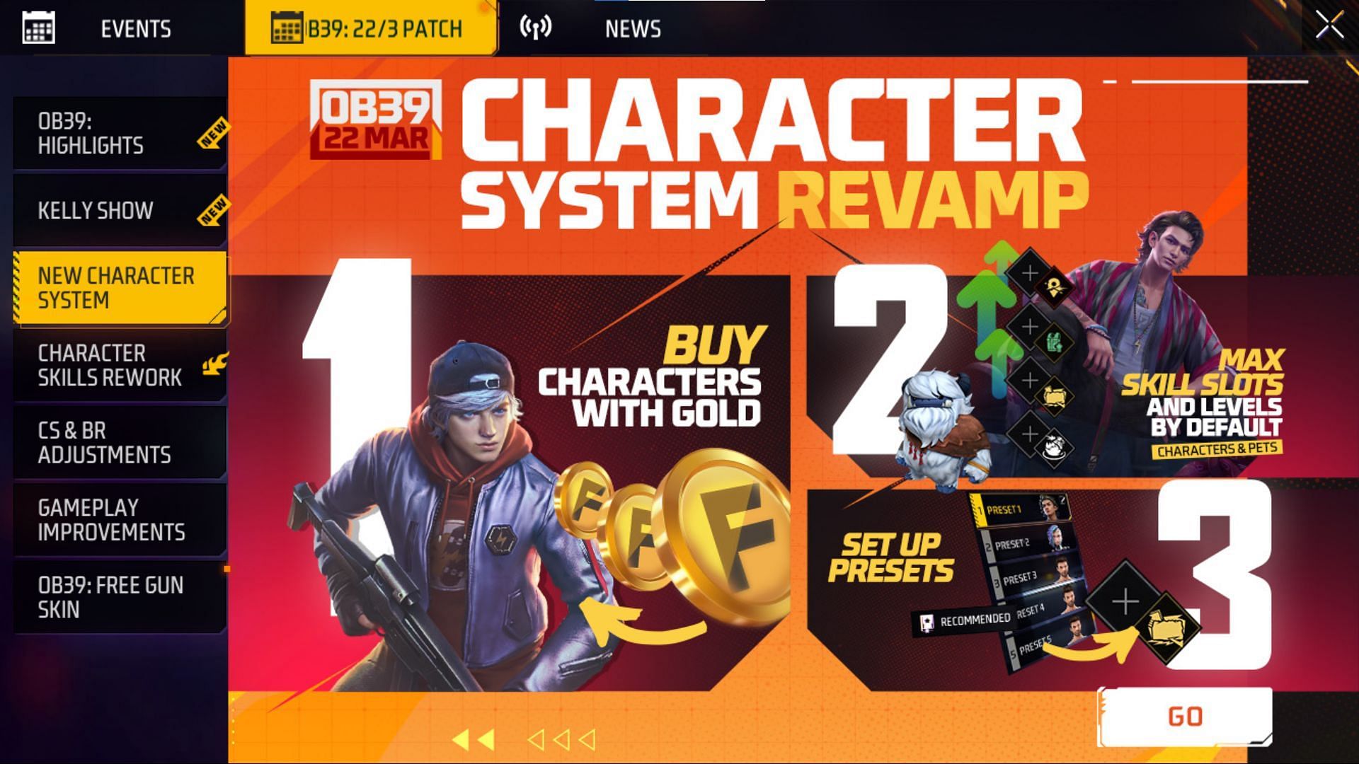 New character system (Image via Garena)