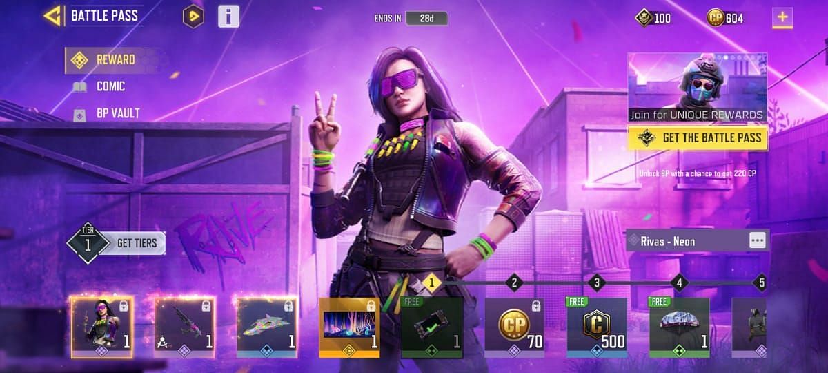 COD Mobile Season 3 Battle Pass rewards between Tier 1 to 10 (Image via Activision)