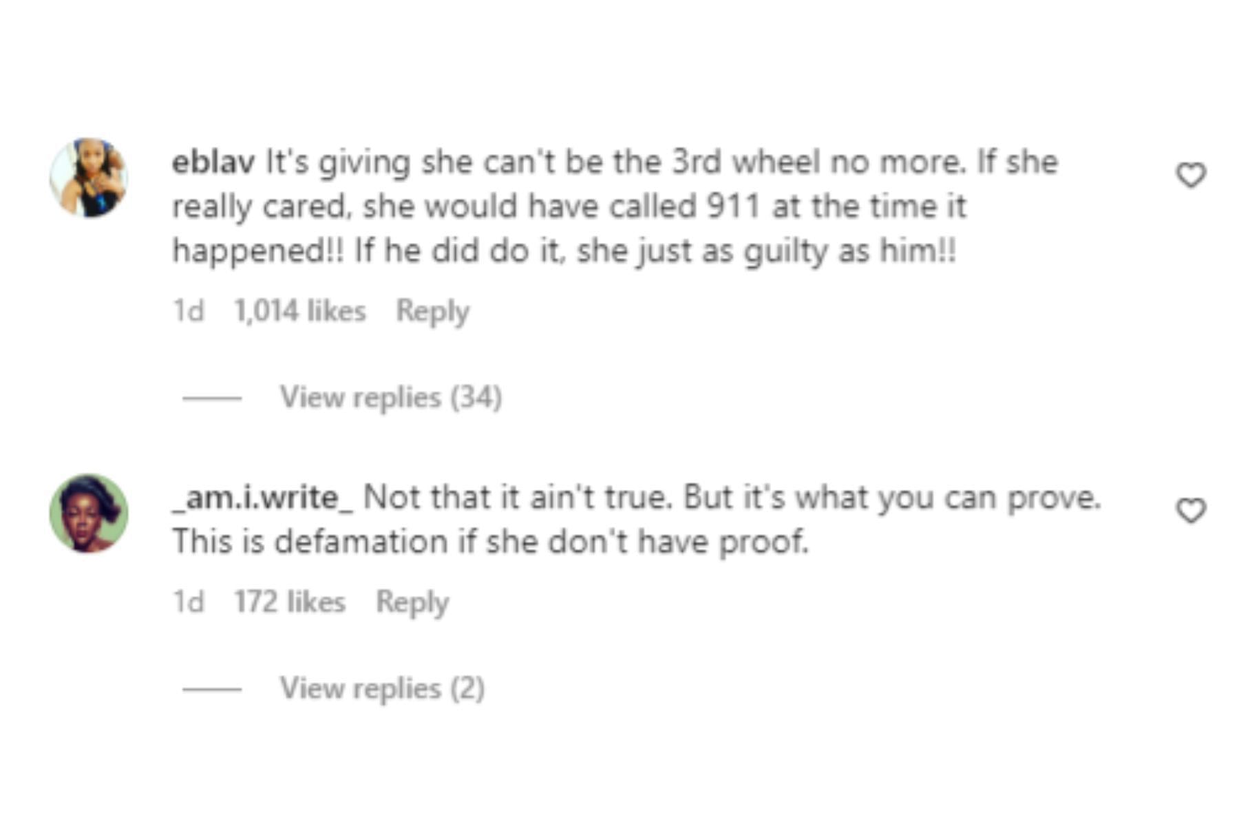 Fans react to the woman&#039;s allegation against Brown (Image via Instagram)