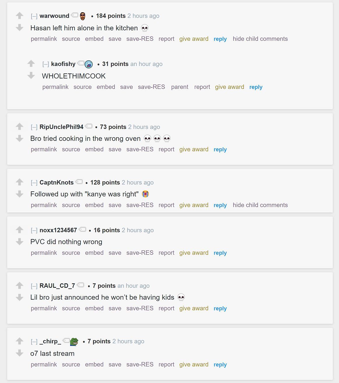 Fans on Reddit reacting to xQc&#039;s clip (Image via r/LivestreamFail)