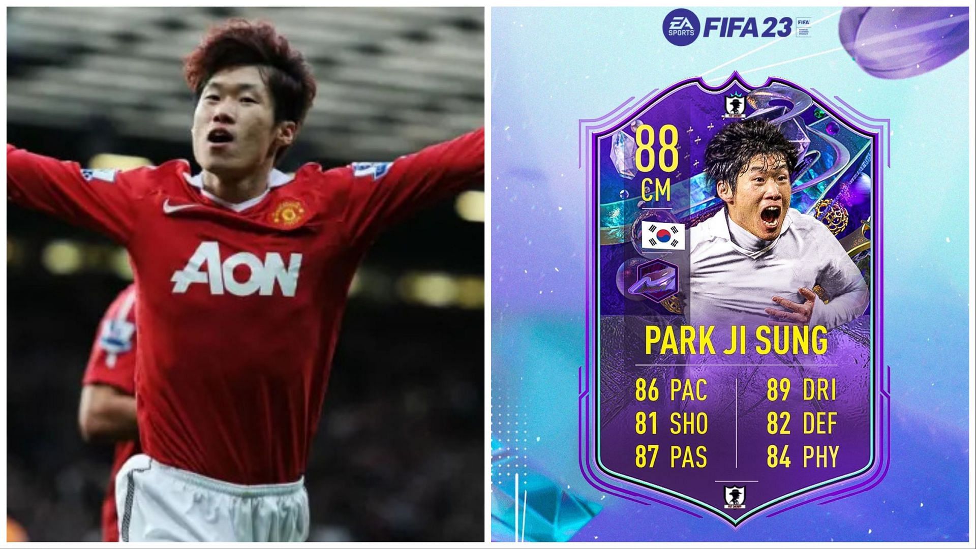 Fantasy FUT Park Ji Sung has been leaked (Images via Getty and Twitter/FUT Sheriff)