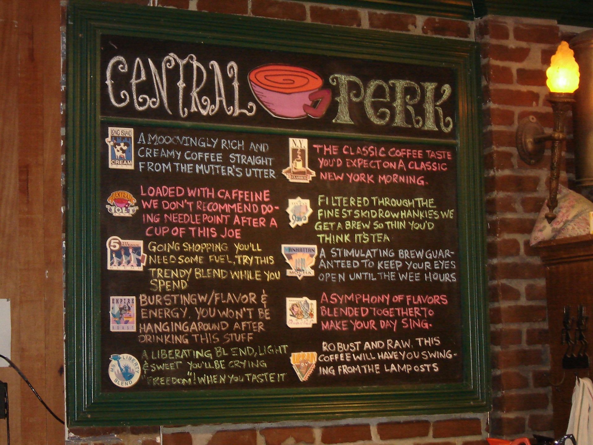The menu at Central Perk Cafe (Image via Pinterest)
