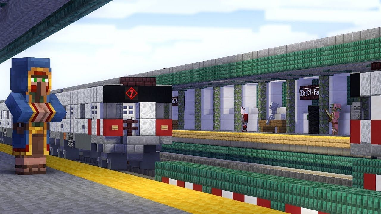 A train station can make for a magnificent build in Minecraft (Image via Youtube/CraftyFoxe)