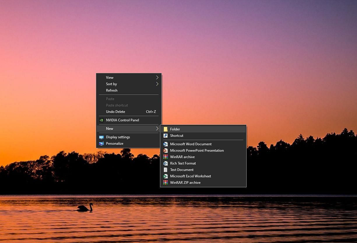 Creating a new folder in Desktop (Image via Microsoft)