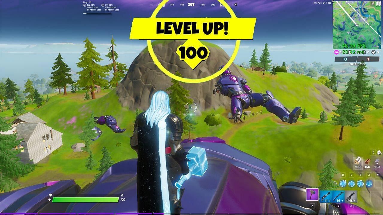 Reaching level 100 with the XP boost is very easy (Image via Epic Games)