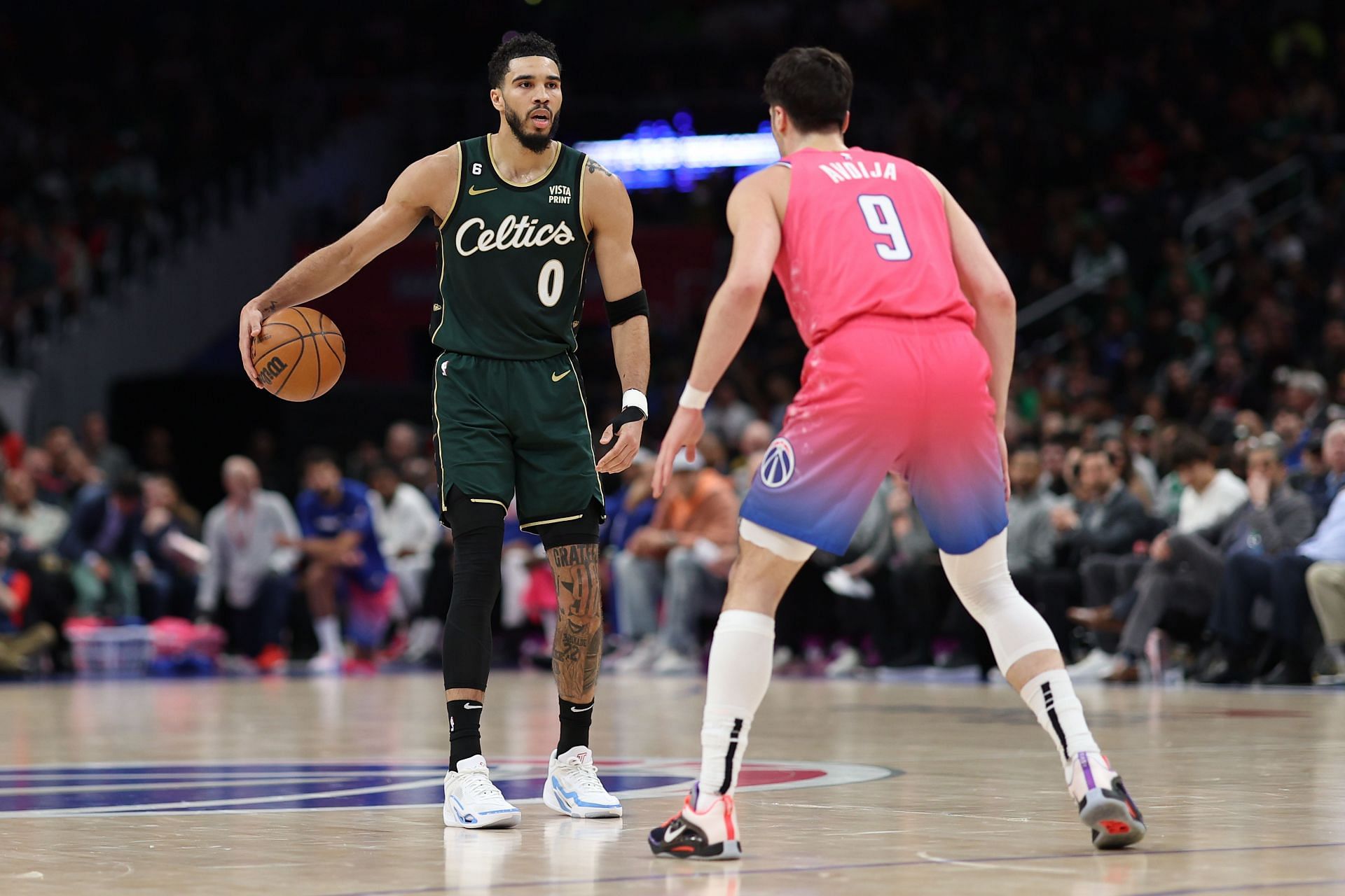 Tatum wears the number 0 because of Gilbert Arenas (Image via Getty Images)