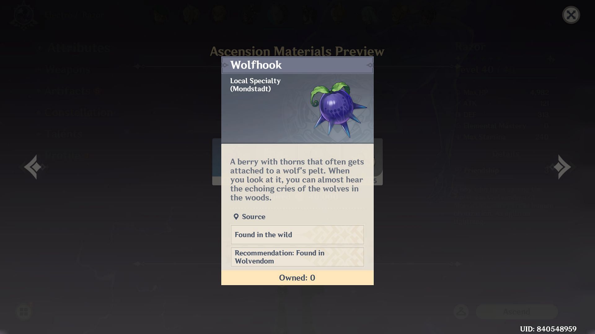 Wolfhook is a local Mondstadt item (Image via HoYoverse)