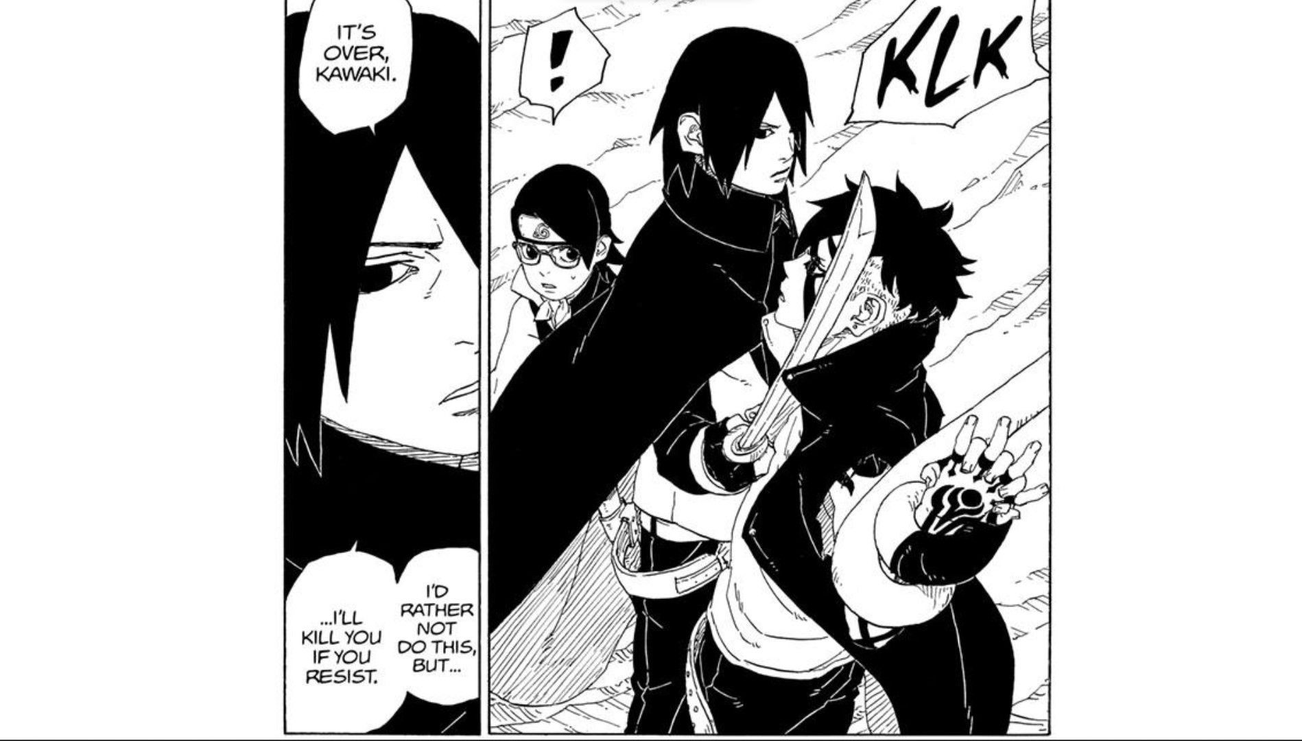 Sasuke makes an appearance and intervenes (Image via Masashi Kishimoto/Shueisha)