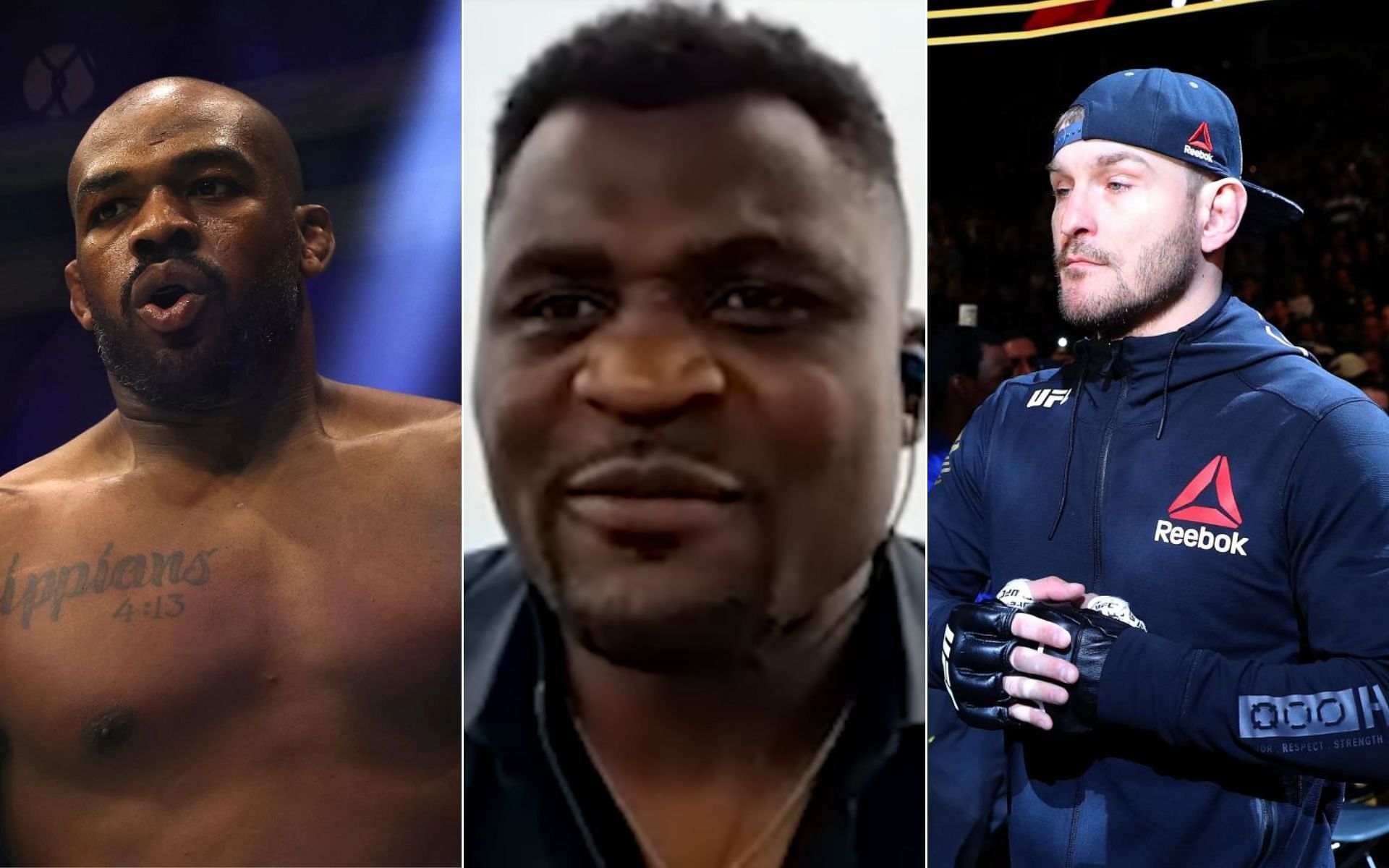 Jon Jones [Left], Francis Ngannou [Middle], and Stipe Miocic [Right] [Photo credit: ESPN MMA - YouTube]