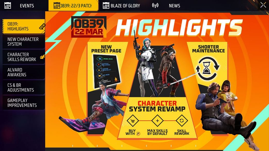 Free Fire MAX OB39 update maintenance schedule announced