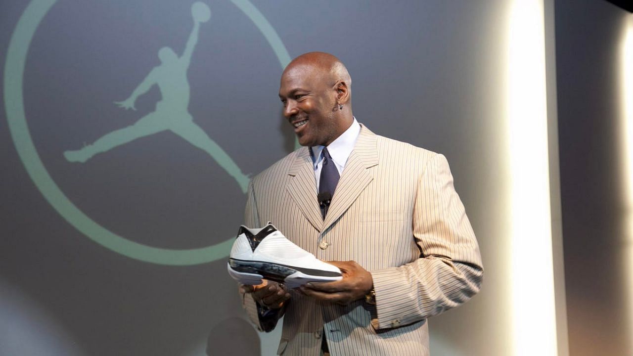 Michael Jordan unveiling the Jordan brand