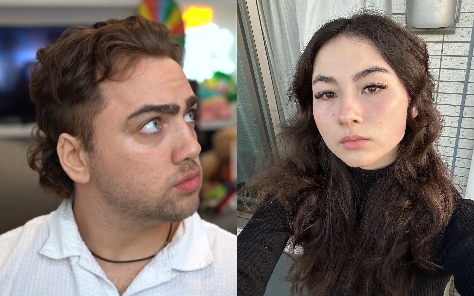 Mizkif and Kyedae got together during a recent livestream (Images via Mizkif and Kyedae/Twitter)