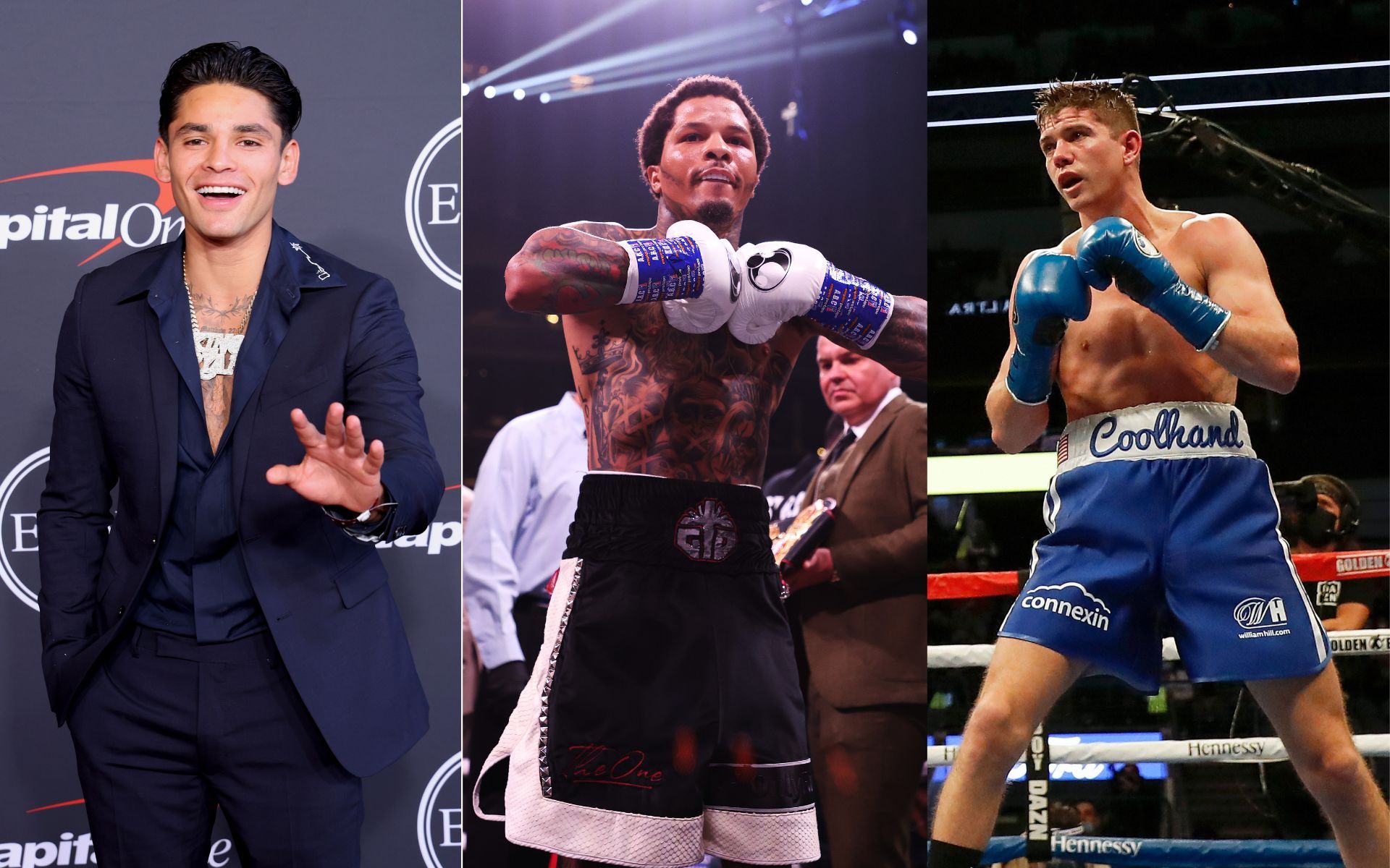 Ryan Garcia (left), Gervonta Davis (center), and Luke Campbell (right) (Image credits Getty)