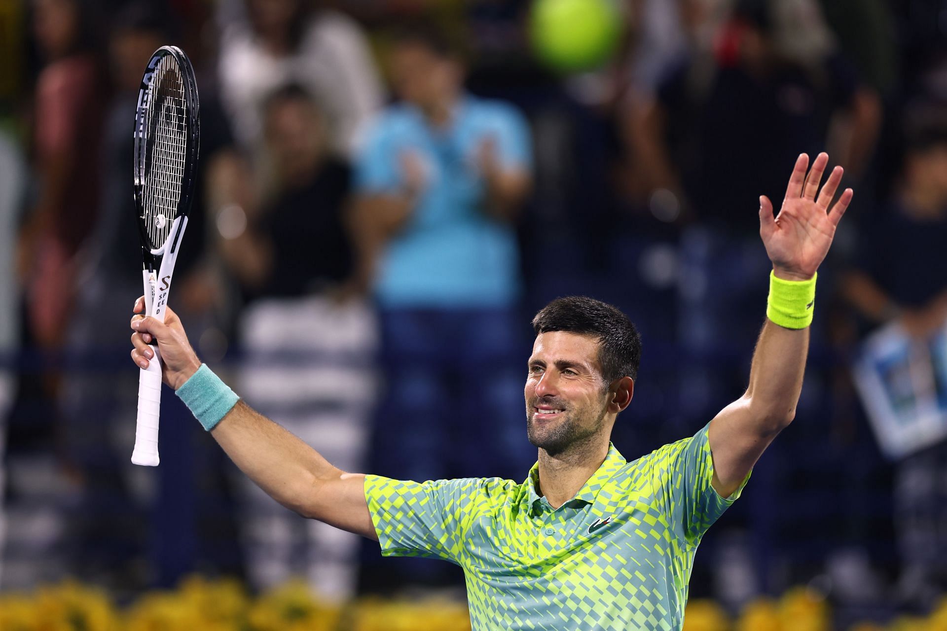 Novak Djokovic during the 2023 Dubai Tennis Championships