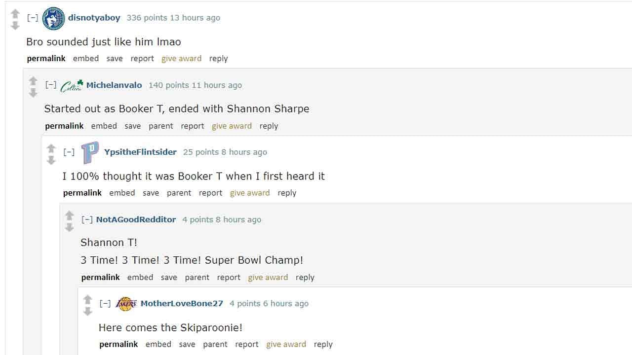 Many Reddit users reacted to the incredible impersonation (Image via Reddit)