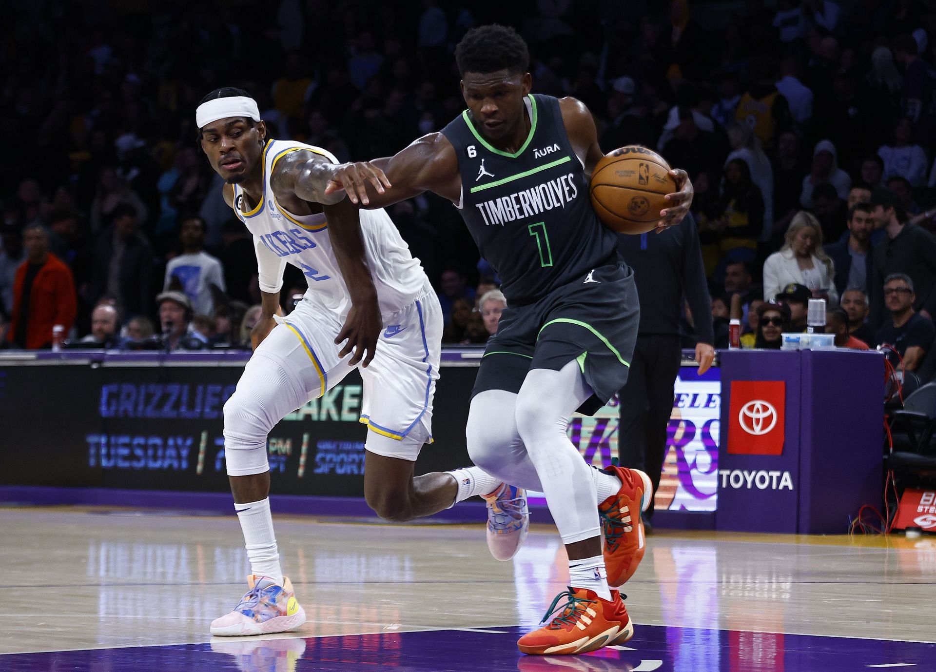 One of the NBA games today will be between the Lakers and Timberwolves (Image via Getty Images)