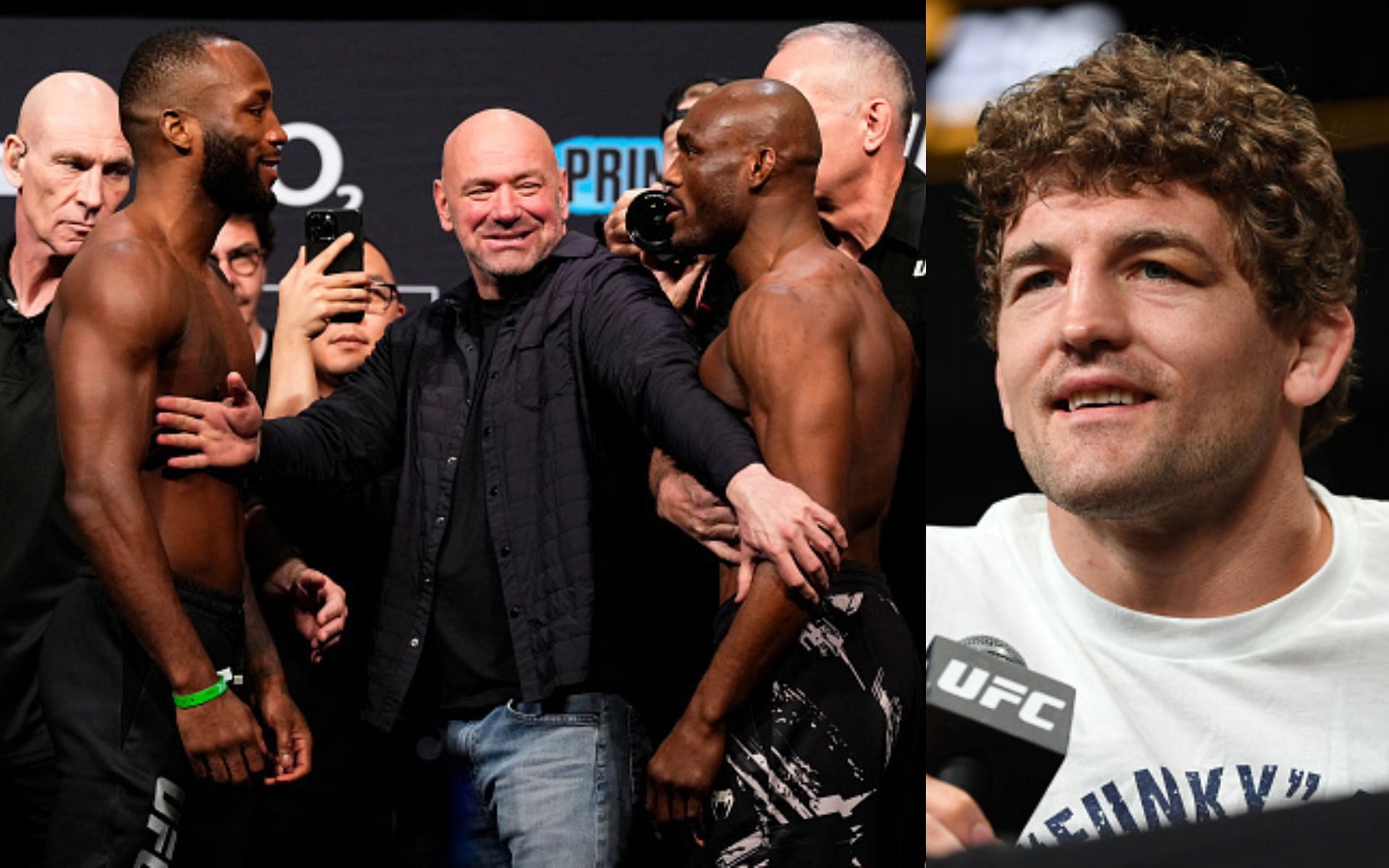 Leon Edwards vs. Kamaru Usman (left), Ben Askren (right)