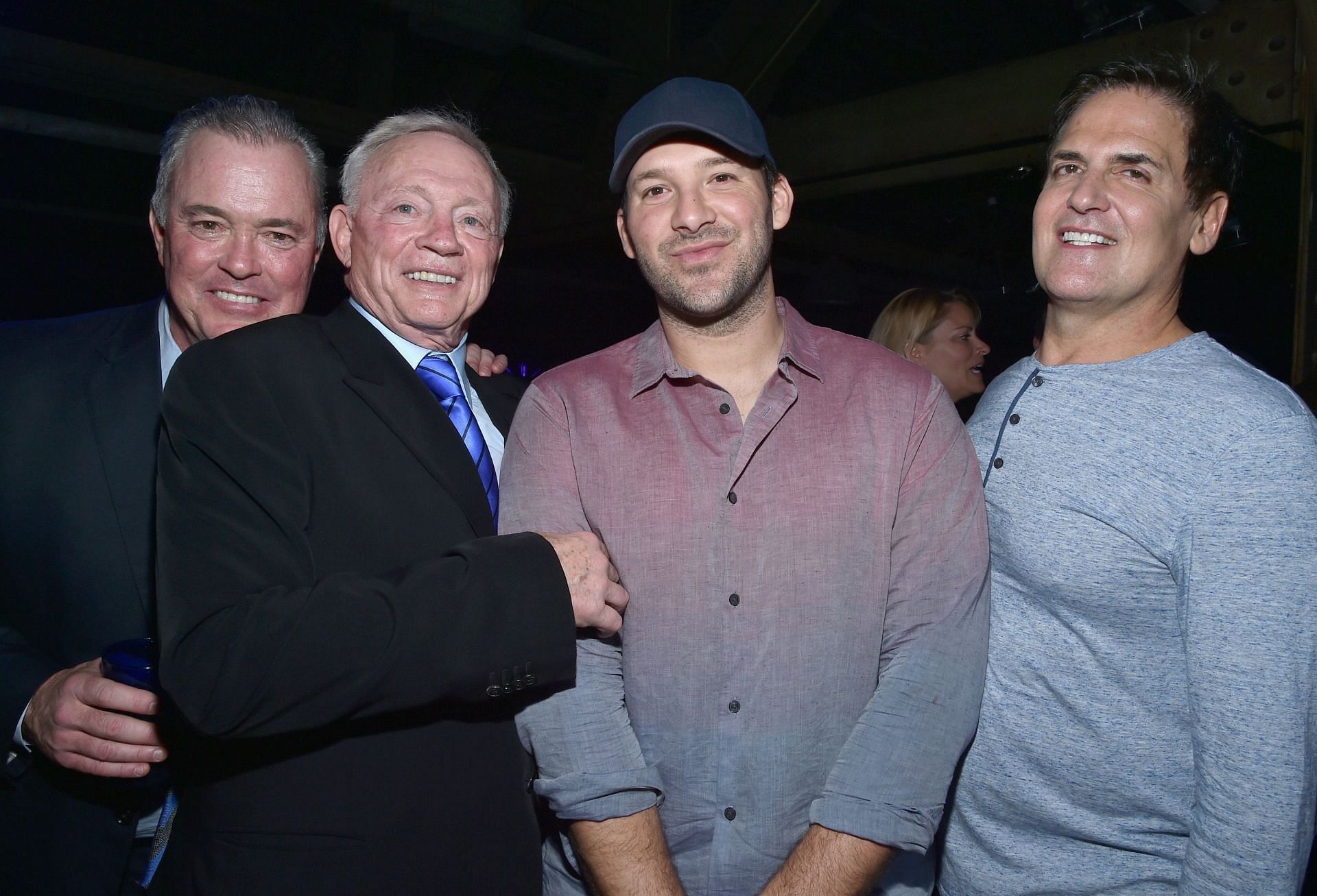 Tony Romo and Jerry Jones at DirecTV Super Saturday Night Co-Hosted By Mark Cuban&#039;s AXS TV - Party