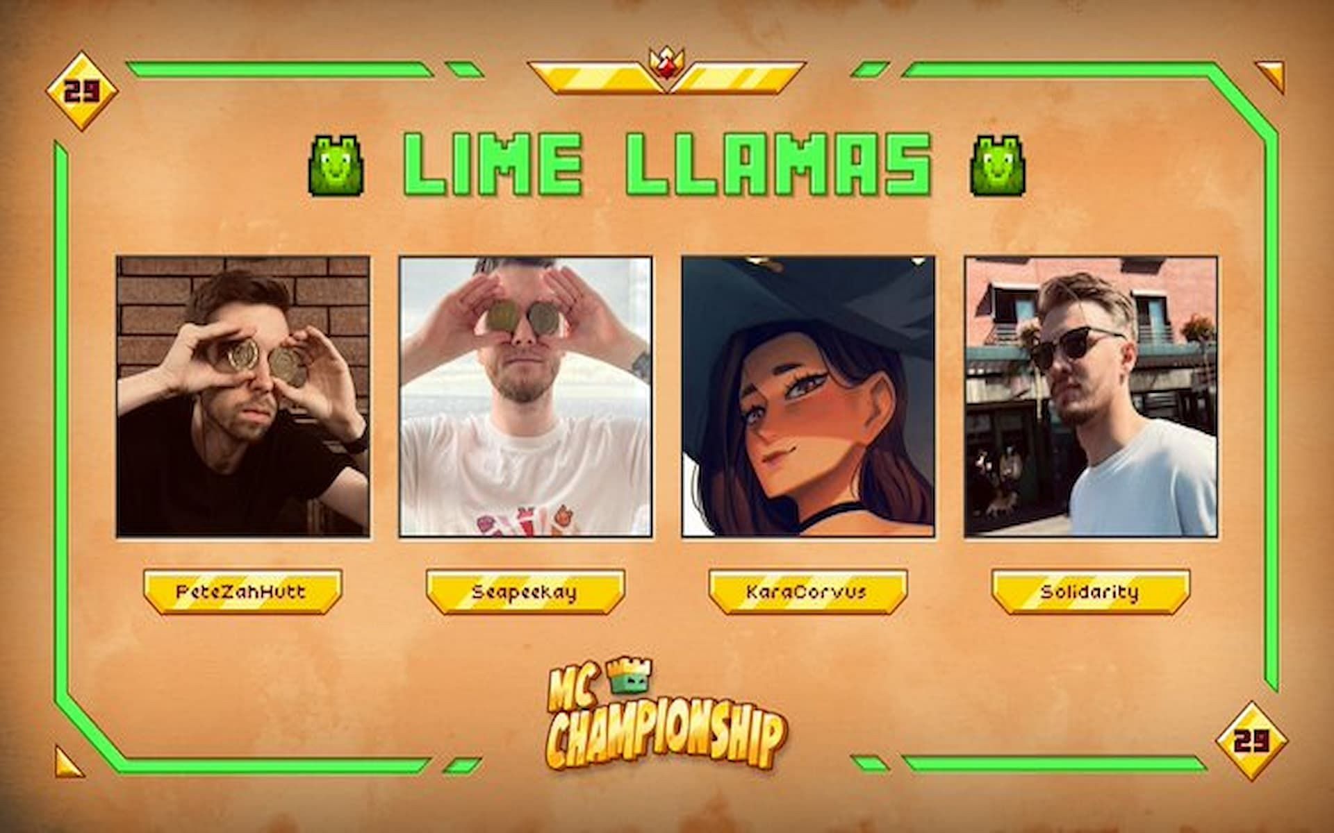 Lime Llamas for MCC 29 (Image via Noxcrew)
