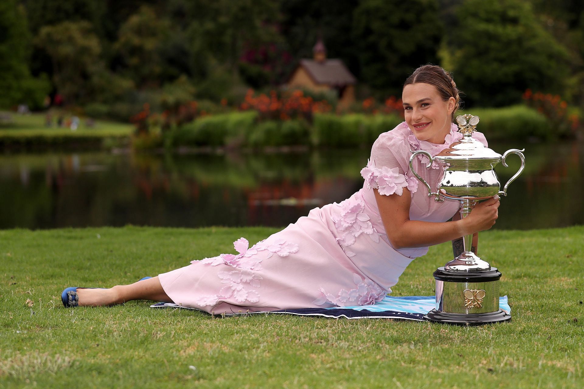 Aryna Sabalenka pictured with her 2023 Australian Open trophy.